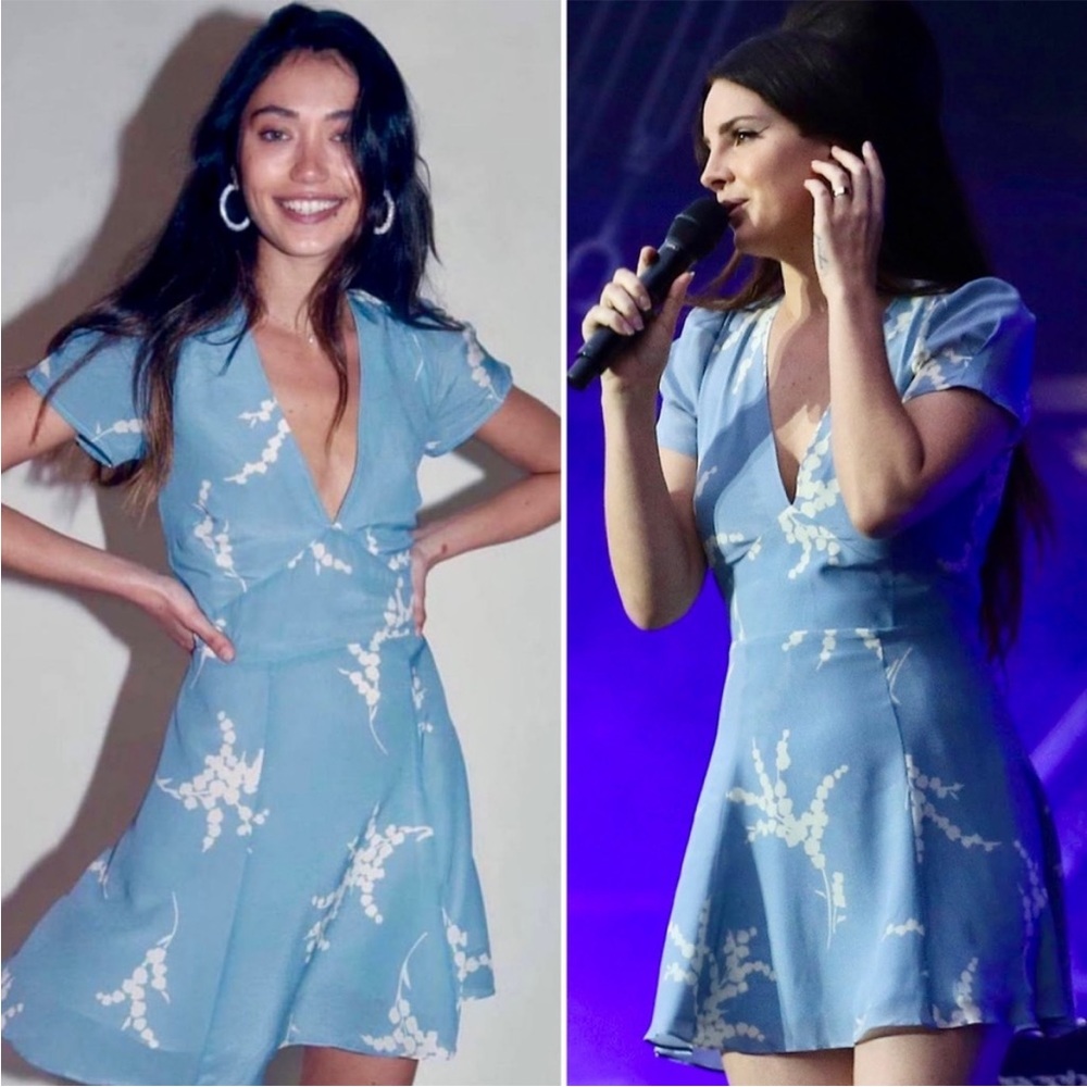 Realisation Par Luella Silky Mini Dress in Summer Loving Blue Small Floral